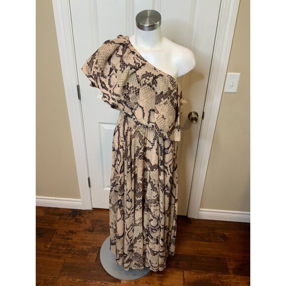 Solace London Brown Python Snake Print Rosa Maxi Dress, Size 4 - Picture 2 of 6